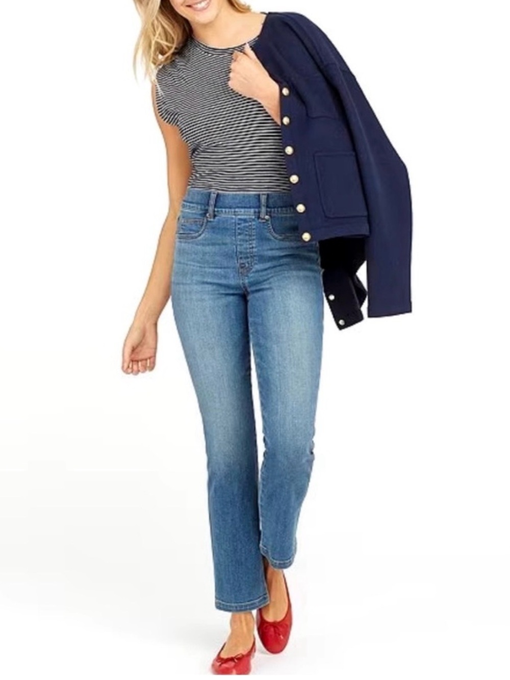 Spanx Straight Leg Jeans Size Small Vintage Indigo High Rise Stretch Denim NWT